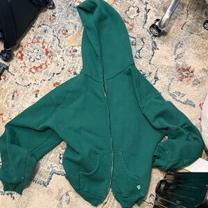 Women's Green Zip-Up Hoodie